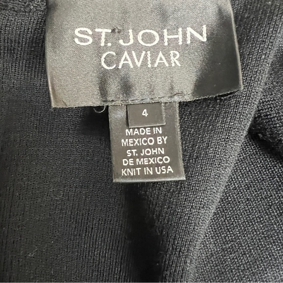 St. John Caviar Sleeveless Black Wool Blend Knit Dress Exposed Back Zipper SZ 4 - Picture 5 of 9